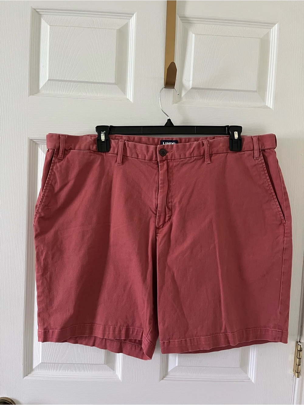 Lands' End Men's Rose-Red Flat Front Chino Shorts